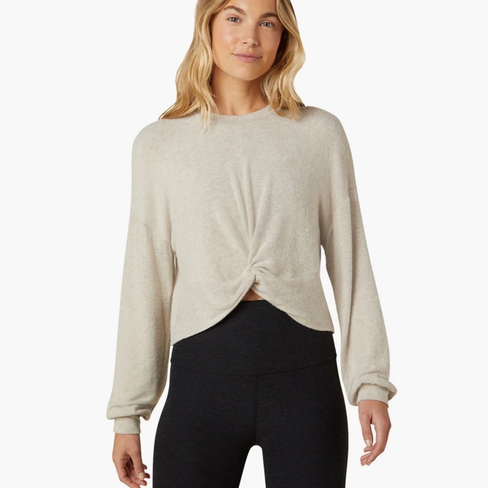 Twist it Fare beyond yoga cropped pullover XS pale blue green sage